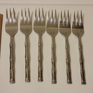 EXOTIC BAMBOO Set of 6‎ Salad Forks 6 1/2" Stainless Korea Flatware